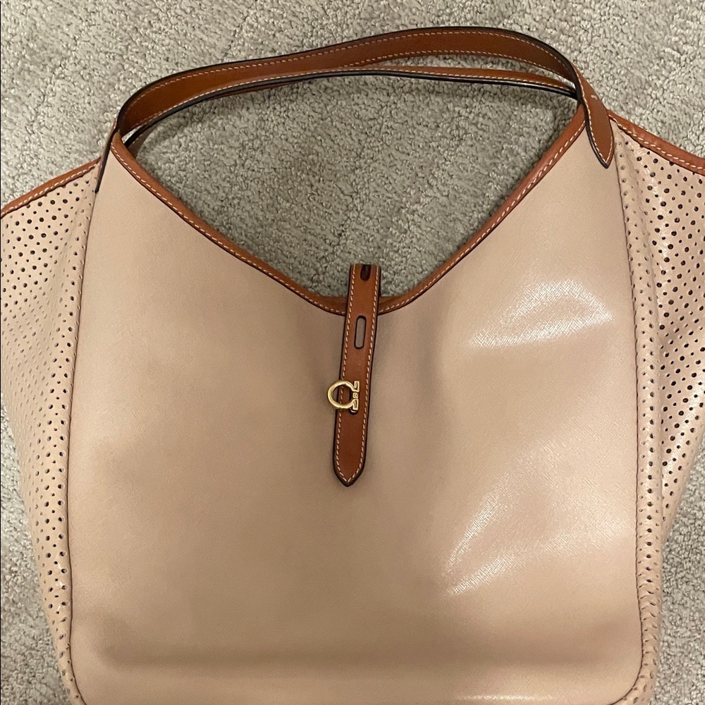 Ferragamo Cream and Tan Leather Hobo Bag